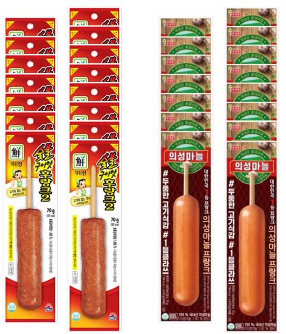 편의점 핫바 30개 / 숯불구이맛 후랑크 15개 + 의성마늘 프랑크 15개 소세지, 1개, 70g