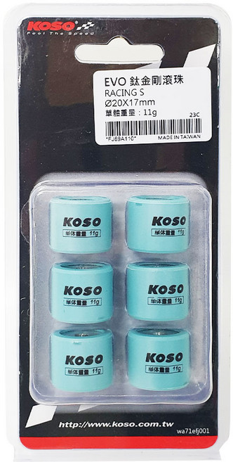 KOSO【普利珠 20x17】鈦金剛滾珠 傳動珠 適用 KOSO雷霆S普利盤組 MALOSSI部分盤組, 12g (6顆一組), EVO 鈦金剛滾珠