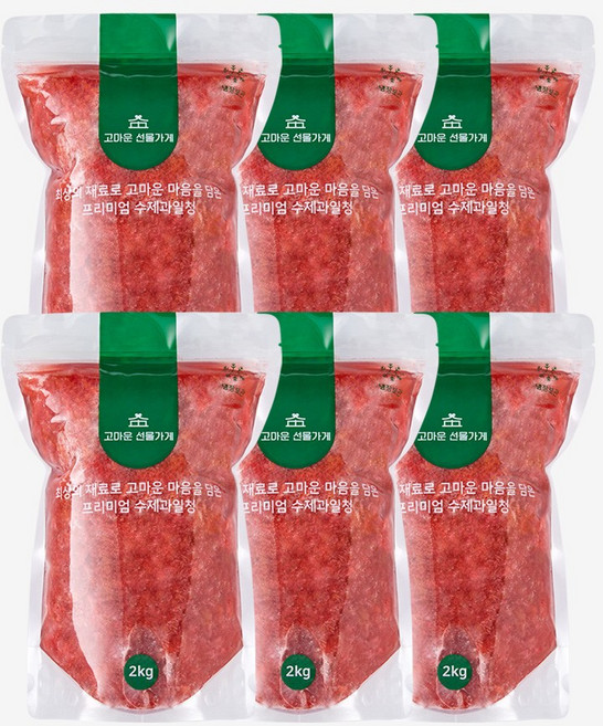 고마운선물가게 리얼딸기베이스청 2kg 수제청 과일청 카페 납품 대용량, 6개입, 1개