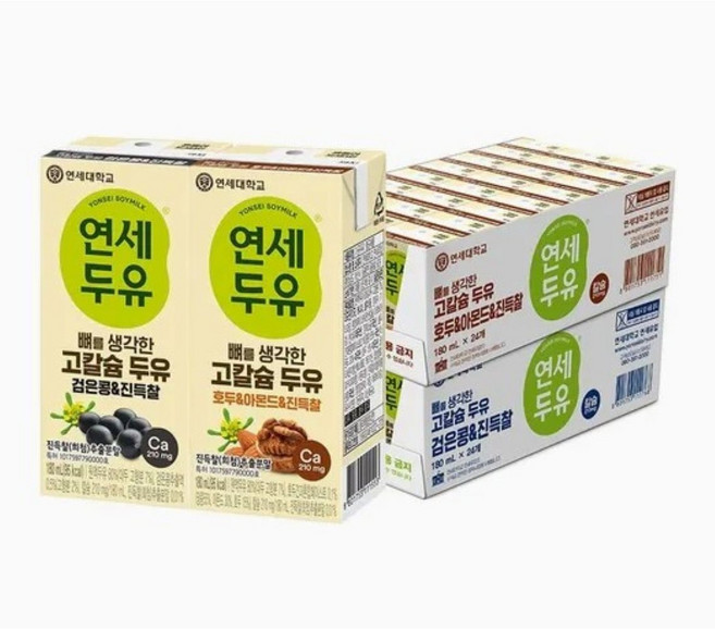 연세두유 뼈를 생각한 고칼슘두유 진득찰 (검은콩24+호두아몬드24), 180ml, 48세트
