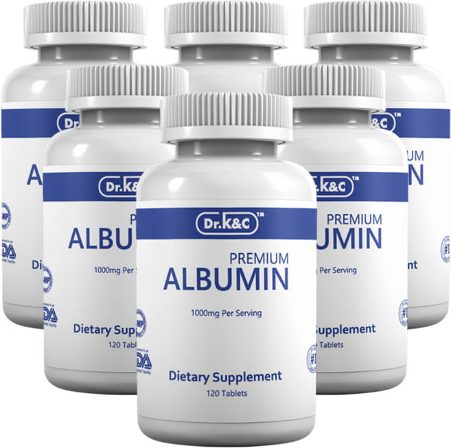 닥터케이앤씨 프리미엄급 100% 순수 알부민 1000mg 120정(2개월분) 면역력강화 미국 GMP 생산 라인/미국 현지발송, 6개, 120정