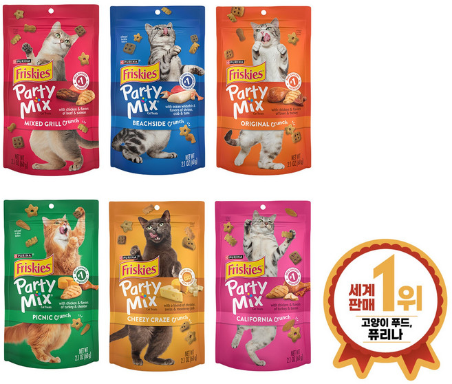 퓨리나 프리스키 파티믹스 60g×6종콤보 [6종 각1개씩], 6개, 6가지맛랜덤, 60g