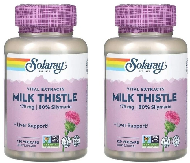 솔라레이 바이탈 추출물 밀크씨슬 175mg, 2개, 120정 - 쿠팡