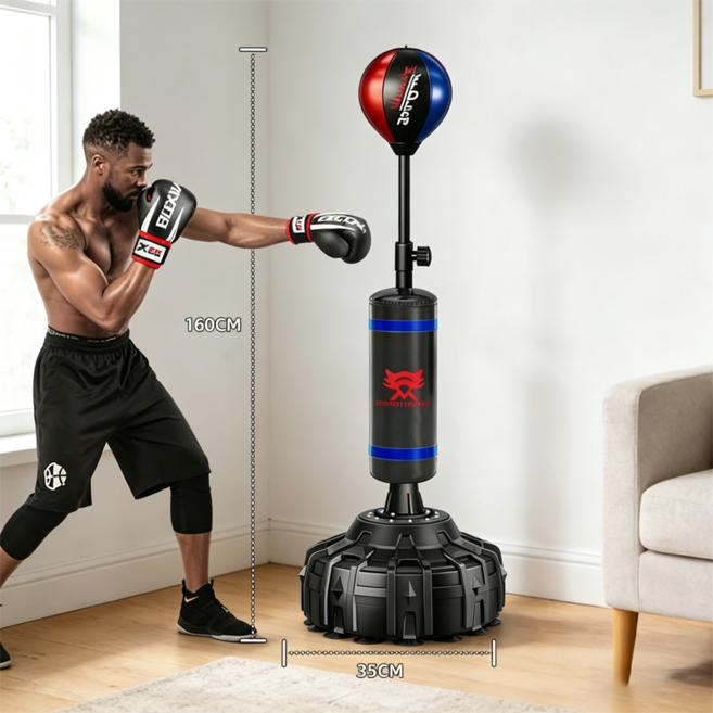 프리스탠딩 복싱 샌드백 스프링 리바운드 트레이닝백 160*35CM, 블랙