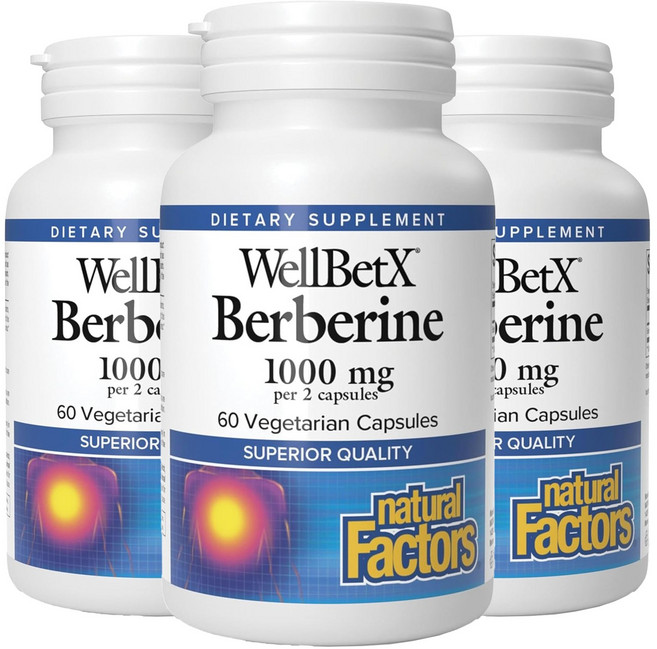 natural Factors 小檗鹼 1000mg 素食膠囊, 60錠, 3個