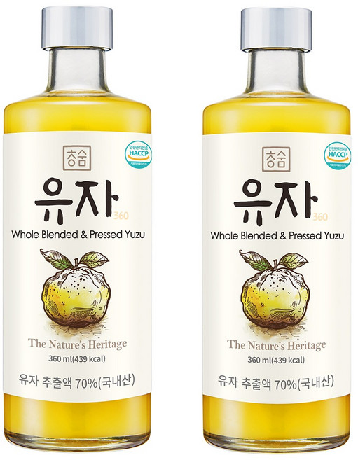 청숨 통째로 갈아만든 유자, 360ml, 2개