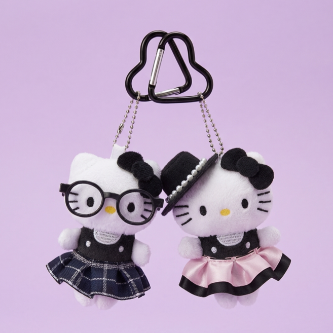 헬로키티 인형 키링 2종 세트 귀여운 가방 키링 캐릭터 열쇠고리 가방고리 키홀더