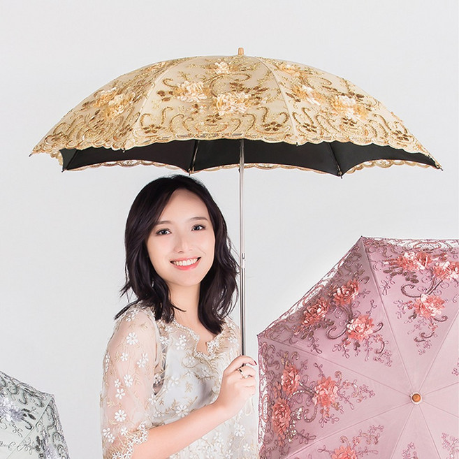 명품자수 프리미엄 3단 레이스양산 자외선차단 우양산 전용파우치 5시전 당일발송