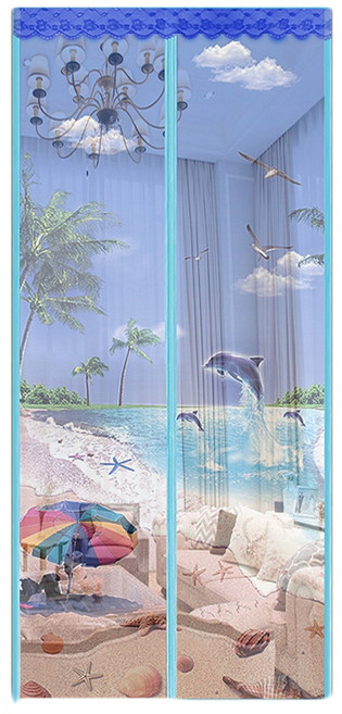 3D海底世界 磁吸門簾 防蚊簾, 海島風光, 海島風光