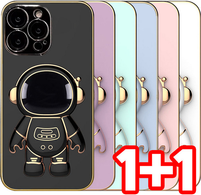 벌크온 1+1 아이폰13 프로 프로맥스 미니 거치대 카메라 보호 풀커버 우주인 컬러 케이스
