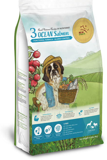 瑞威 Real Power 全齡犬乾糧 舒敏護膚配方 3號, 4kg, 1個, 混合口味