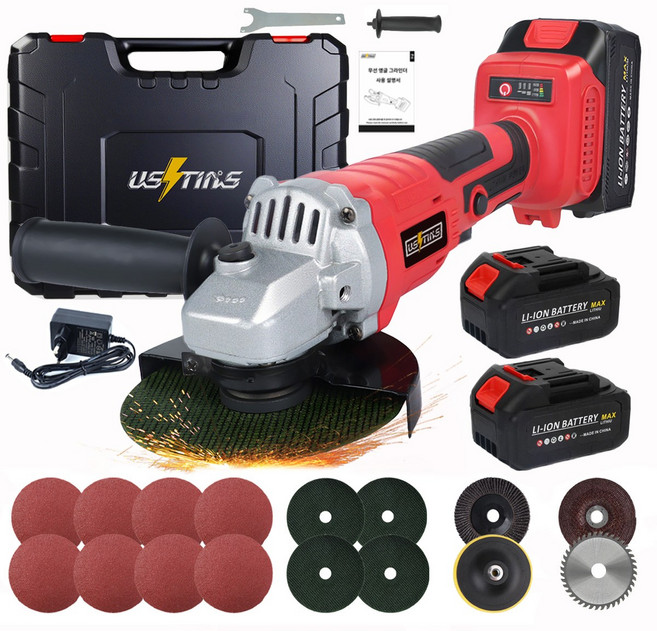우스틴스 독일 기술 125mm무선 충전식 전동 BLDC 브러시리스 그라인더 핸드 연마기/광택기 절단 절삭 연마 4.0Ah, 1개