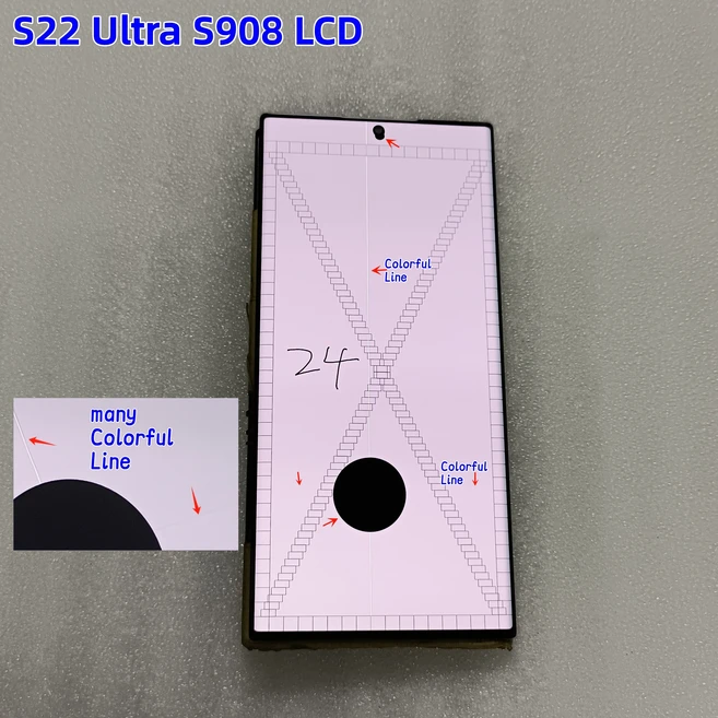 S22 울트라 Lcd 터치 스크린 디지타이저 S22ultra 5G LCD S908 S908B S908U 용 Amoled 디스플레이 결함이, 12 24  NO Frame