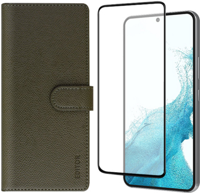 갤럭시A32 베이직 지갑 다이어리 케이스 + 풀커버 강화유리 필름 세트