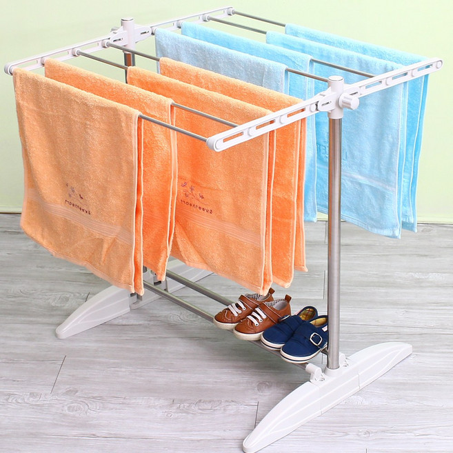 리빙나이스 튼튼한빨래건조대 미니 접이식 스텐 실내건조 이불 수건 건조대 올스텐, 접이식빨래건조대, 2단(A)