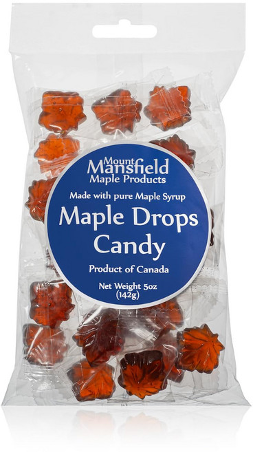 맨스필드 메이플 드롭스 하드 캔디 진짜 시럽 만들어진 5온스 셀로판 백, 1개, 141g