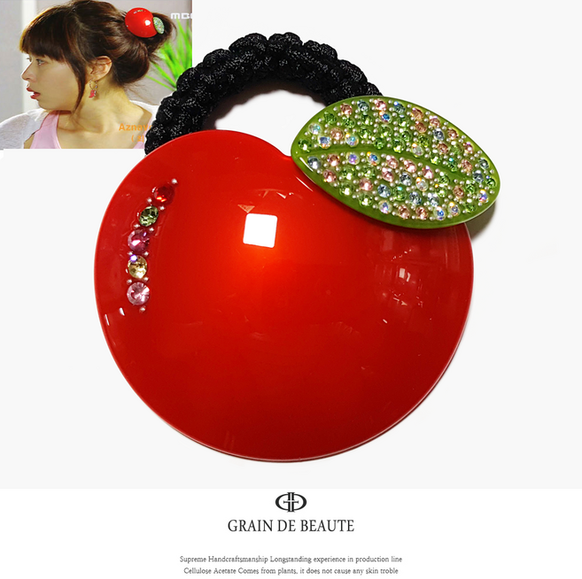 문스샵) 아즈나브르 정품 큐빅 사과 포니테일 머리끈 헤어끈 헤어슈슈 머리밴드 고무줄 곱창 그랭드보떼 아즈나브르머리끈 어린이 여아 아동머리끈 고급머리끈 방울머리끈 셀룰로오스머리끈