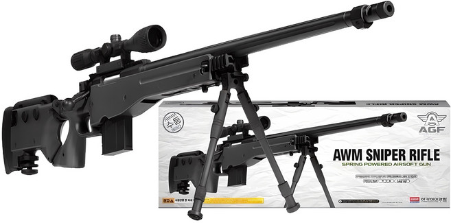 아카데미과학 AWM 성인용 저격총 BB탄총 배그 블랙 에땁, 1개