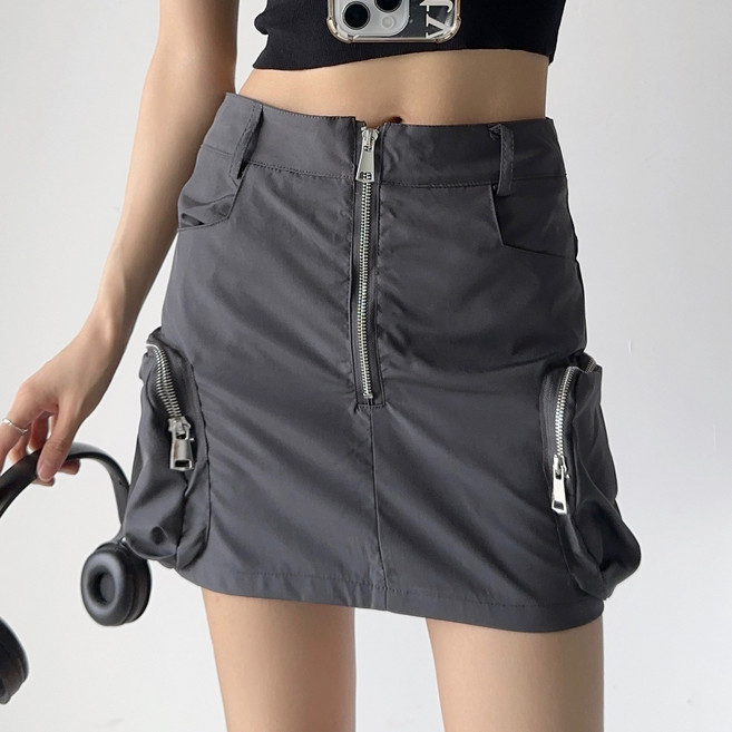 나도퀸 트윙클미 레이드 집업 카고 스커트