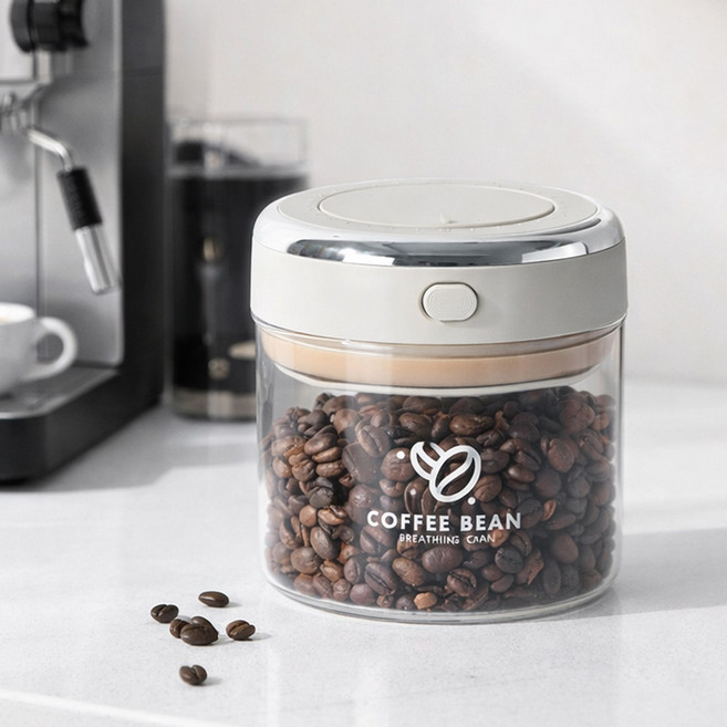 ROYAI ONE 유리 원두 보관용기 커피원두 밀폐용기 잡곡 견과류 간식 보관통 날짜기록 보관용기, 1개, 500ml