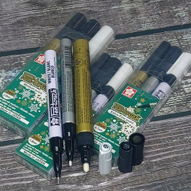 사쿠라 선명한 발색의 메탈릭 유성펜 건담마커-펜터치 3본세트, 1.0mm Fine, 1세트, 3색