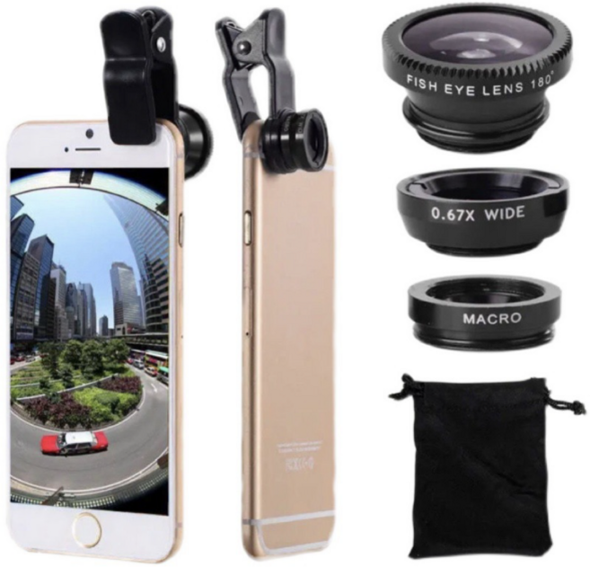 인사이드 어안렌즈 스마트폰 아이폰 갤러시 광각 렌즈, 블랙, 1개