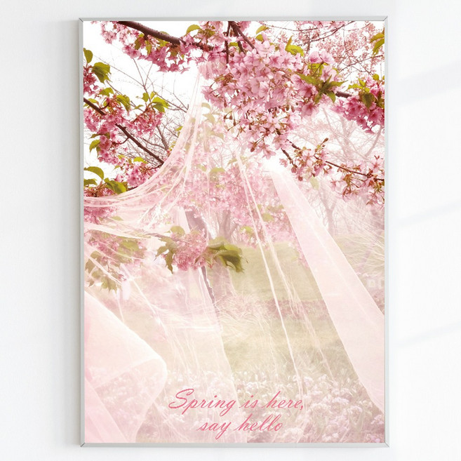 봄을 담을 벽꾸미기 피크닉 무드 접착 포스터, 03 로맨틱한 봄의 순간