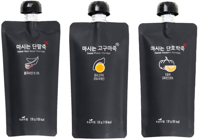 두손푸드 마시는죽 130g 15팩 30팩 단호박죽 단팥죽 고구마죽 아침대용 간편식, 2세트(고구마10팩+단호박10팩+단팥10팩), 15세트