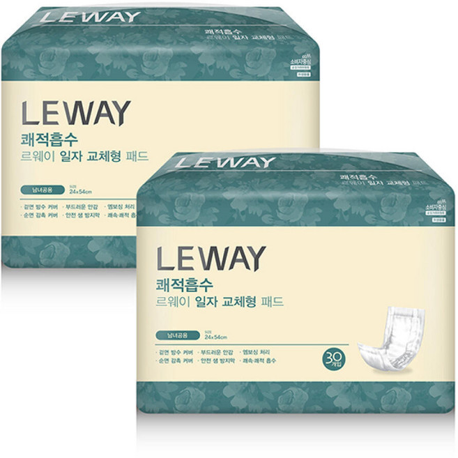 르웨이 일자 교체형패드 30입 2개