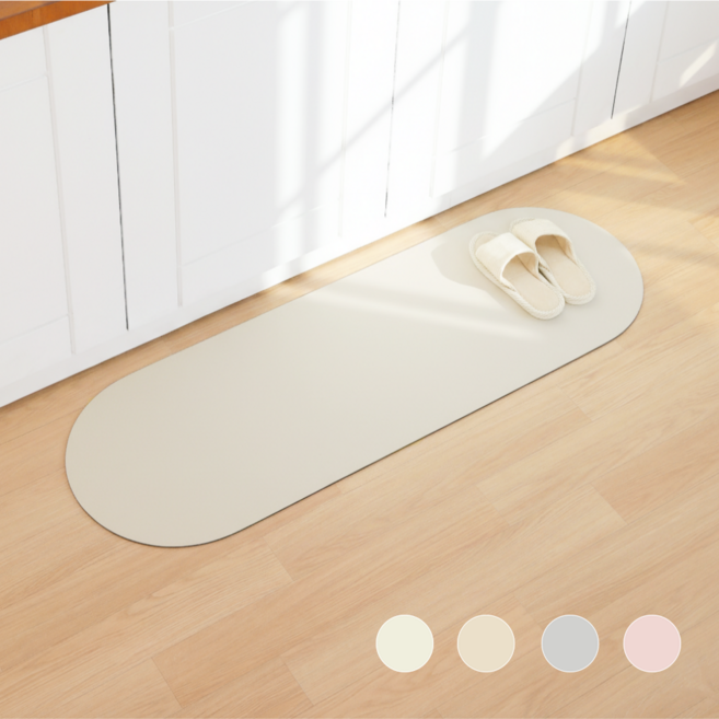 보니츠 소프트 빨아쓰는 규조토 발매트, 라이트 베이지+타원형