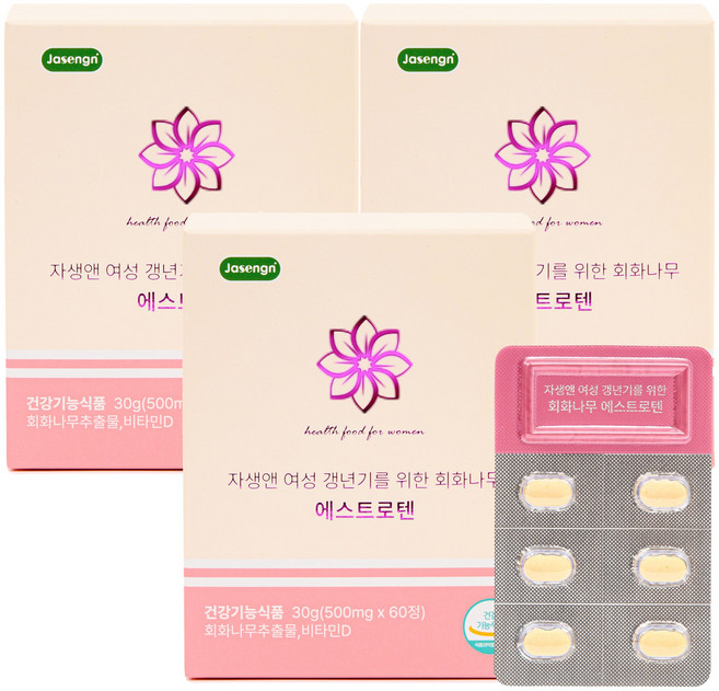 자생앤 여성 갱년기 에스트로텐, 60정, 3개