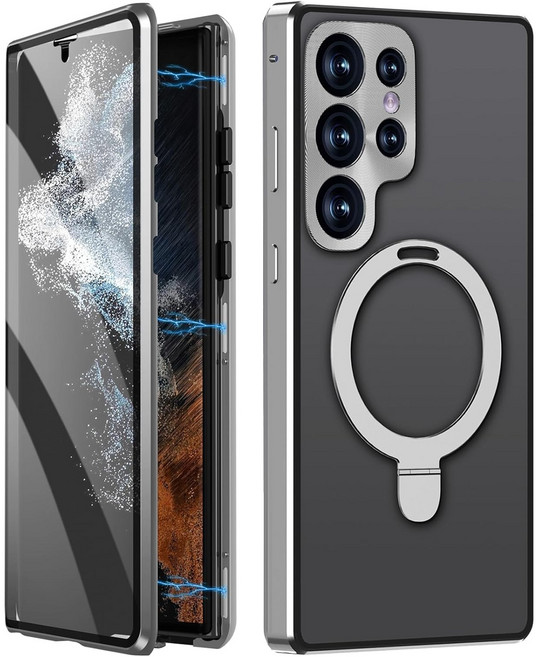 헤미션 겔럭시 S24 울트라 풀커버 매그세이프 케이스 - 양면강화유리 마그네틱 자동흡착 MagSafe 거치대 케이스 C24US