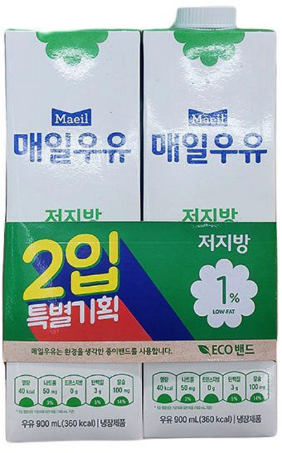 매일 후레쉬 저지방 1% 우유, 4개, 900ml, 아이스보냉백포장