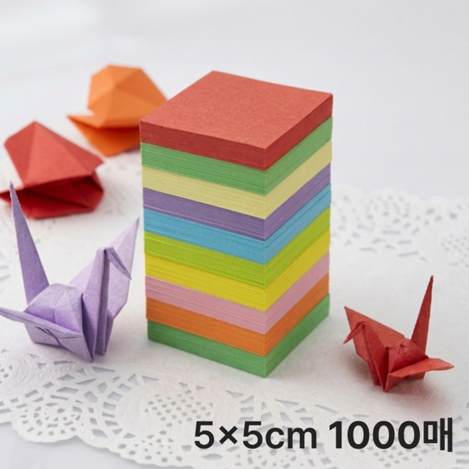 오피모 접힘깔끔 학종이 5cm 대용량 미니 색종이, 1000개, 10색