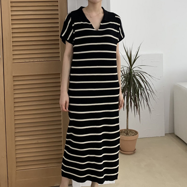 마이쏭 여성 빅사이즈 루즈핏 고퀼리티 라푼카라단가라니트롱원피스