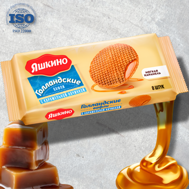 야시키노 네덜란드 더치 카라멜 와플 유럽 러시아 과자 먹거리, 290g, 1개