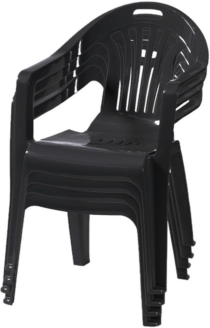 플라스틱의자 팔걸이의자 행사 편의점 포장마차 간이용 보조 4개, 블랙