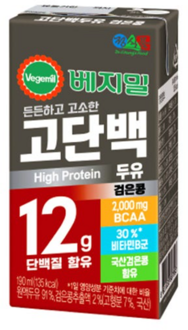 베지밀 고단백두유 검은콩, 190ml, 48개