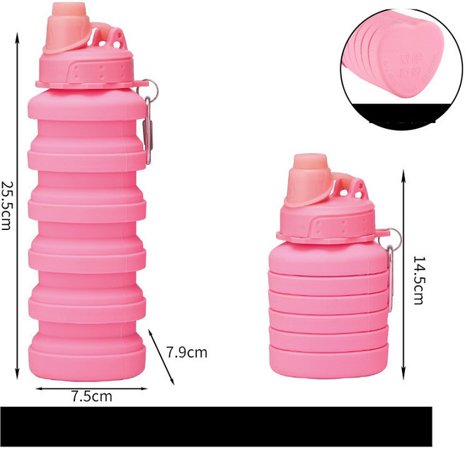 운동 물병 러닝 사이클링 휴대용 물병 야외 마라톤 압축 손잡이 포켓 자전거 물병, 500-700, 핑크 700ml
