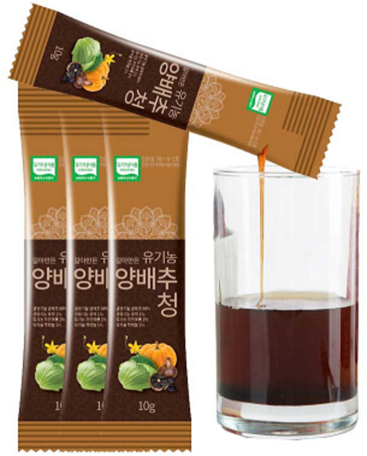 유기농 양배추즙 내추럴참푸드 갈아 만든 양배추 청 즙 스틱 진공저온추출 10g x 30, 30개