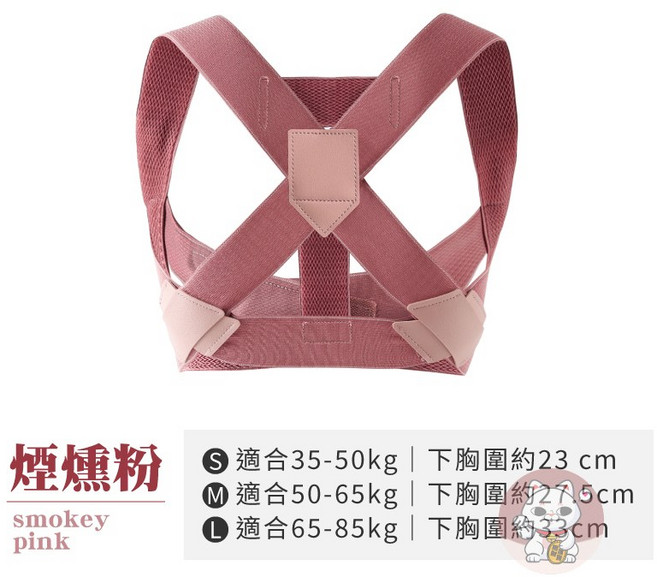 美姿帶 護肩帶 背部訓練帶 有效支撐腰椎壓力 挺胸直背 上肢鍛煉 12H發貨, 【煙熏粉】,M