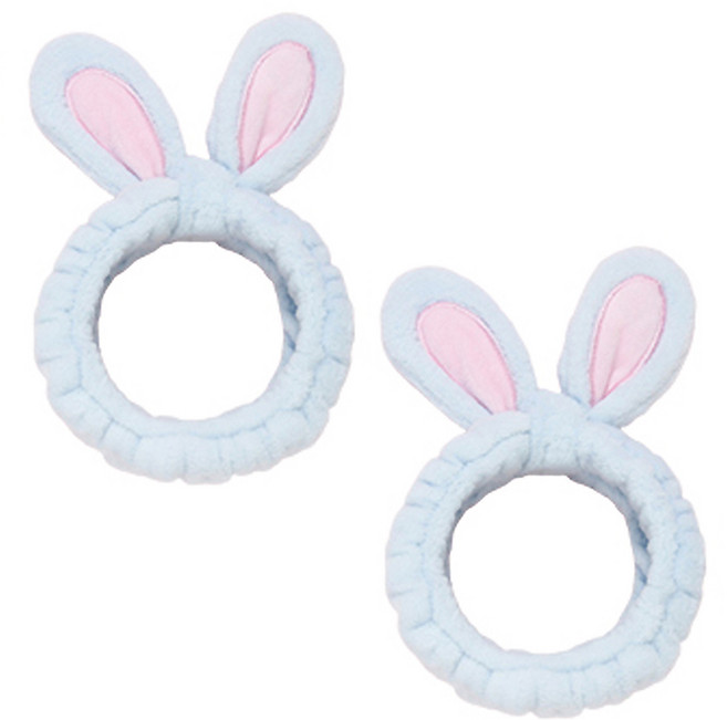 허니잼 토깽이 세안밴드 2P 세트 욕실 잠옷 세수 머리띠 인테리어 소품, 2개, 블루