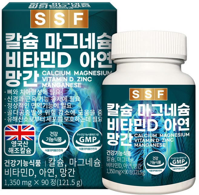 순수식품 칼슘 마그네슘 비타민D 아연 1350mg, 90정, 1개