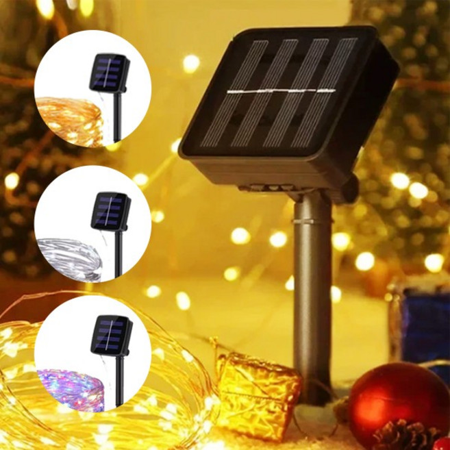 방수 LED 줄조명 7M 12M 와이어 트리 전구 태양열 야외 수목등 jun+932Ov, 1개, 웜색_7M