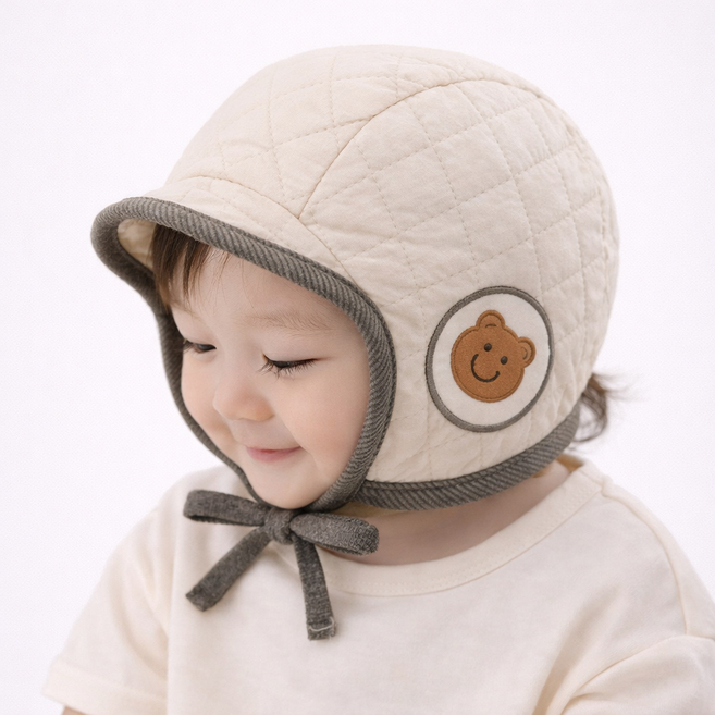 앨리홈 패치베어패딩보넷 아동 어린이 겨울 모자 비니 벙거지 보넷 남아 여아