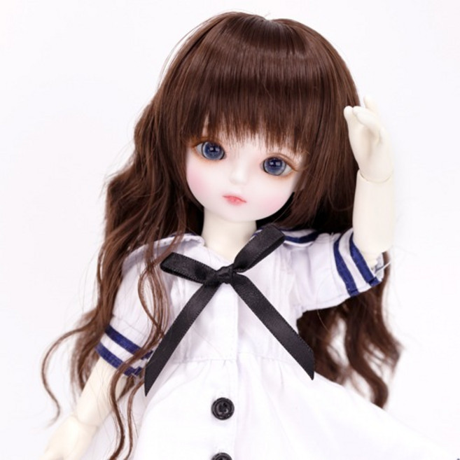 구체관절인형 가발 웨이브 6-7인치 26cm급용 USD, C. 블랙 (가발만,인형미포함), 1개