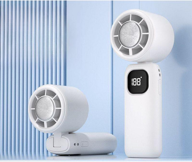 아이스 쿨링 휴대용 손선풍기 냉각패드 탑재 USB충전 미니팬 접이식 거치형, 10000mAh, 순백   냉장 모델  100단계 초대형 바람 + 자유