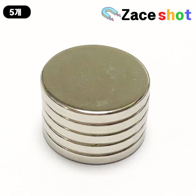 ND 지름 15mm x 두께 2mm 네오디움 원형자석 [제이스샷], D15*2T, 5개
