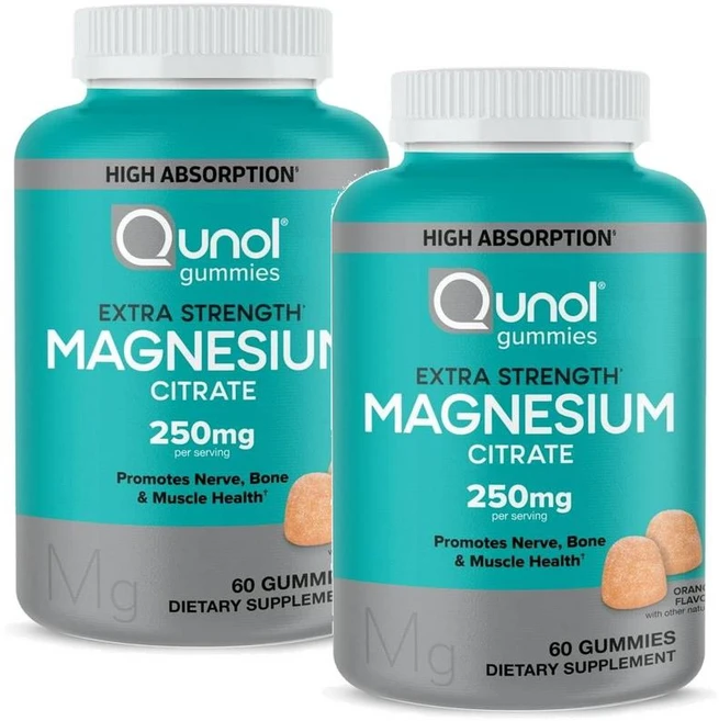 퀴놀 마그네슘 시트레이트 250mg 엑스트라스트렝스 구미 젤리 Qunol Magnesium, 2개, 60정 - 쿠팡