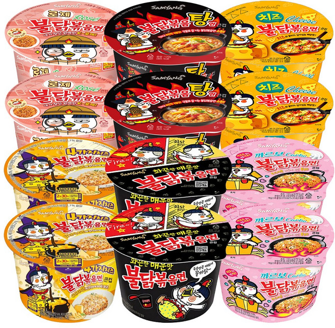 삼양큰컵6종 12입(불닭2+치즈불닭2+까르보불닭2+로제불닭2+크림까르보2+4가지치즈불닭2), 1개